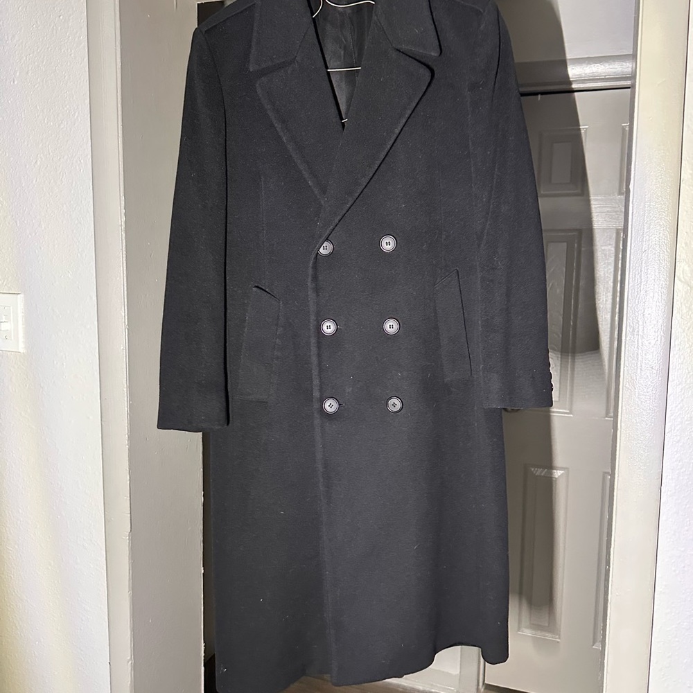 Classic Black Double-Breasted Men's Coat